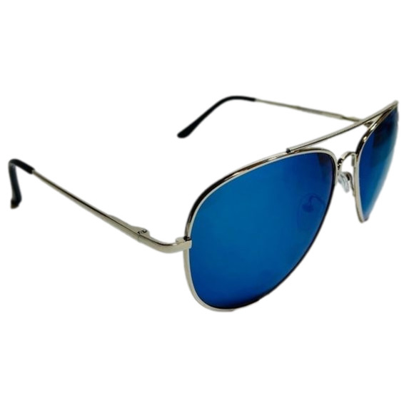 6004 | Blue Mirror Lens Aviator Sunglasses - Picture 2 of 5
